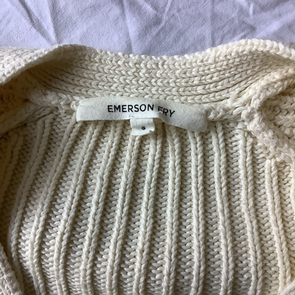 Emerson Fry Rib Knit V Neck Cardigan - Ivory - Picture 11 of 12